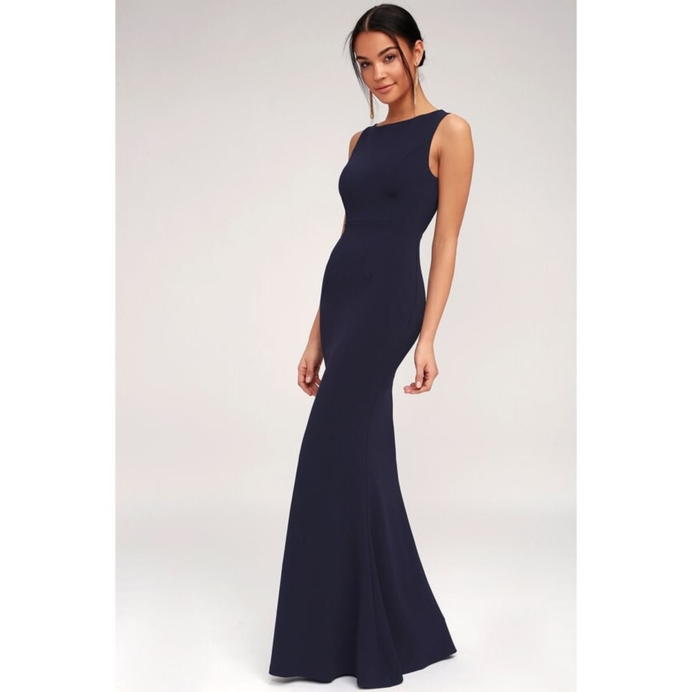 NEW Mine Navy Blue Backless Maxi Dress